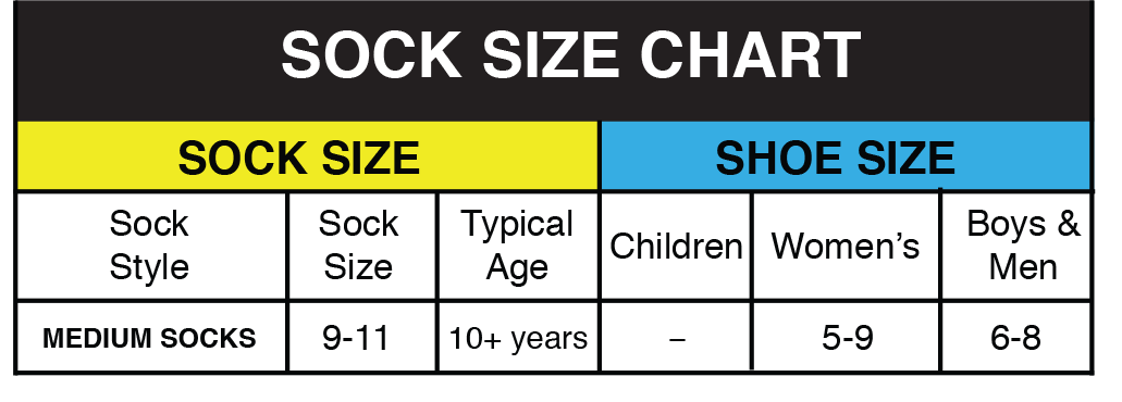 Softball Sock Size Chart